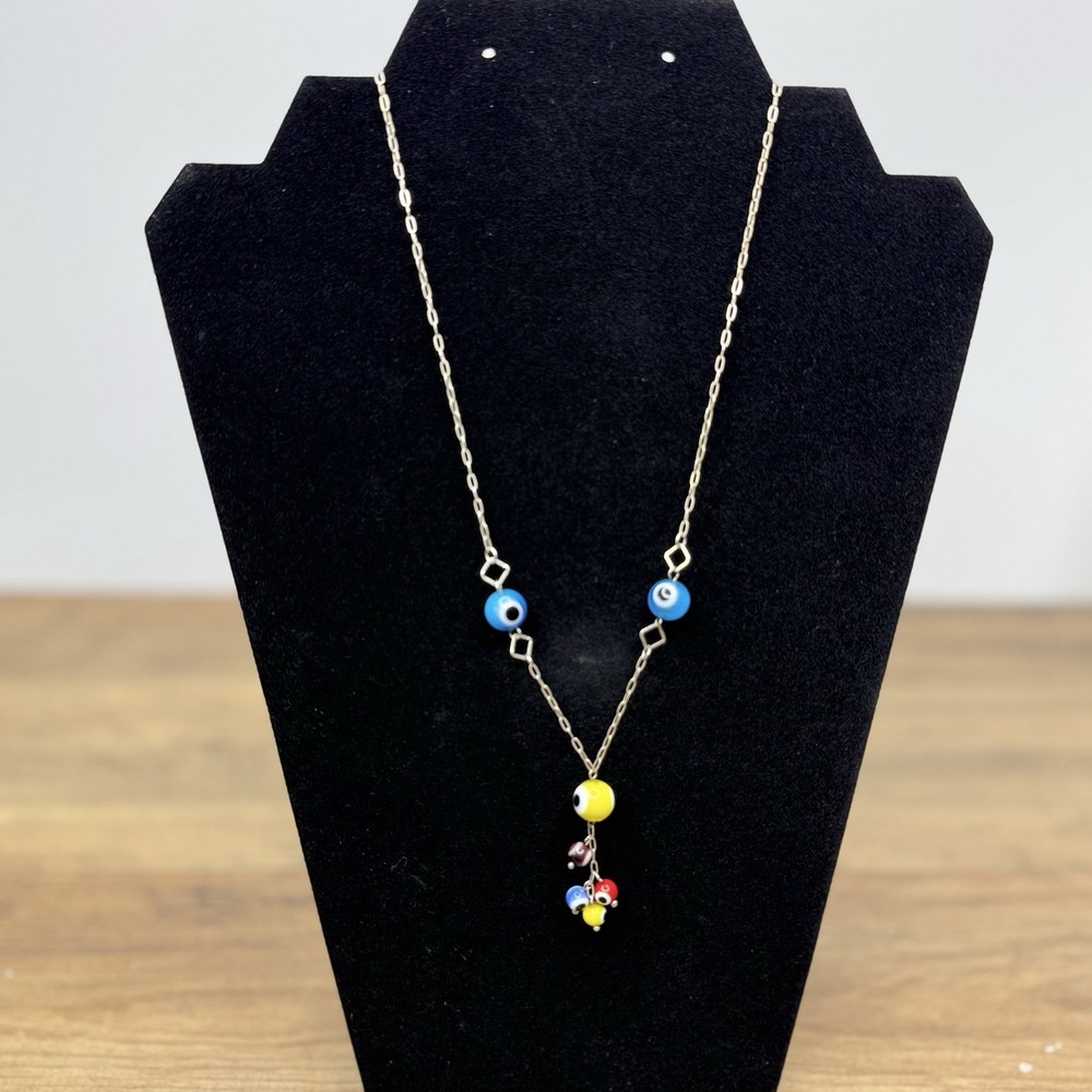 925 Sterling Silver Mystic Evil Eye Necklace Artisan Design Handmade Jewelry